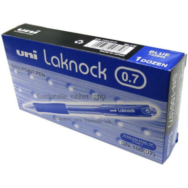 Uniball Laknock Ball Pen 0.7 Blue/Black Pack Of 12 Pcs