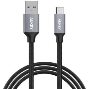 Aukey Braided Nylon Usb 3.0 To Usb-C 2M Cable - Black
