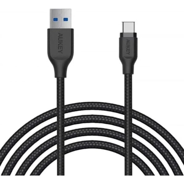 Aukey Braided Nylon Usb 3.1 Gen1 To Usb-C 2M Cable - Black