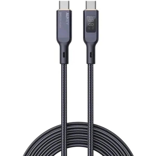 Aukey Nylon Braided Usb C To Usb C Cable With Lcd Display - Black