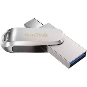 Sandisk Ultra Dual Drive Luxe Flash Drive – 64Gb/ 400Mb/S/ Usb 3.1 Gen 1/ Type-C/ Silver